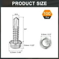 thumbnail image 2 of Uxcell 100 Pack #14 x 3/4" Self Drilling Screws, 410 Stainless Steel Self Tapping Screws for Metal, Hex Washer Head Sheet Metal, 2 of 5