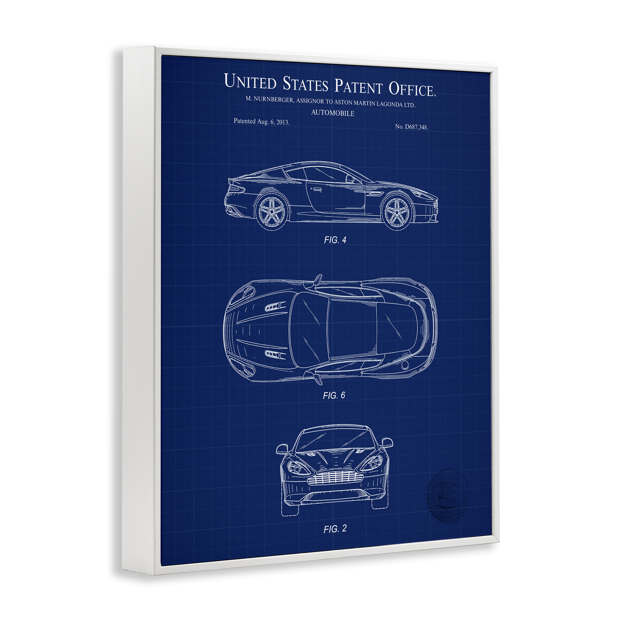 Stupell Industries Automobile Patent Blueprint Transportation Painting White Framed Art Print Wall Art, 11 x 14
