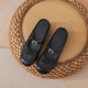thumbnail image 1 of Zapatos mulas mulas cerradas foe plisado Mary Jane Flats se desliza en toboganes (39) Negro, 1 of 9