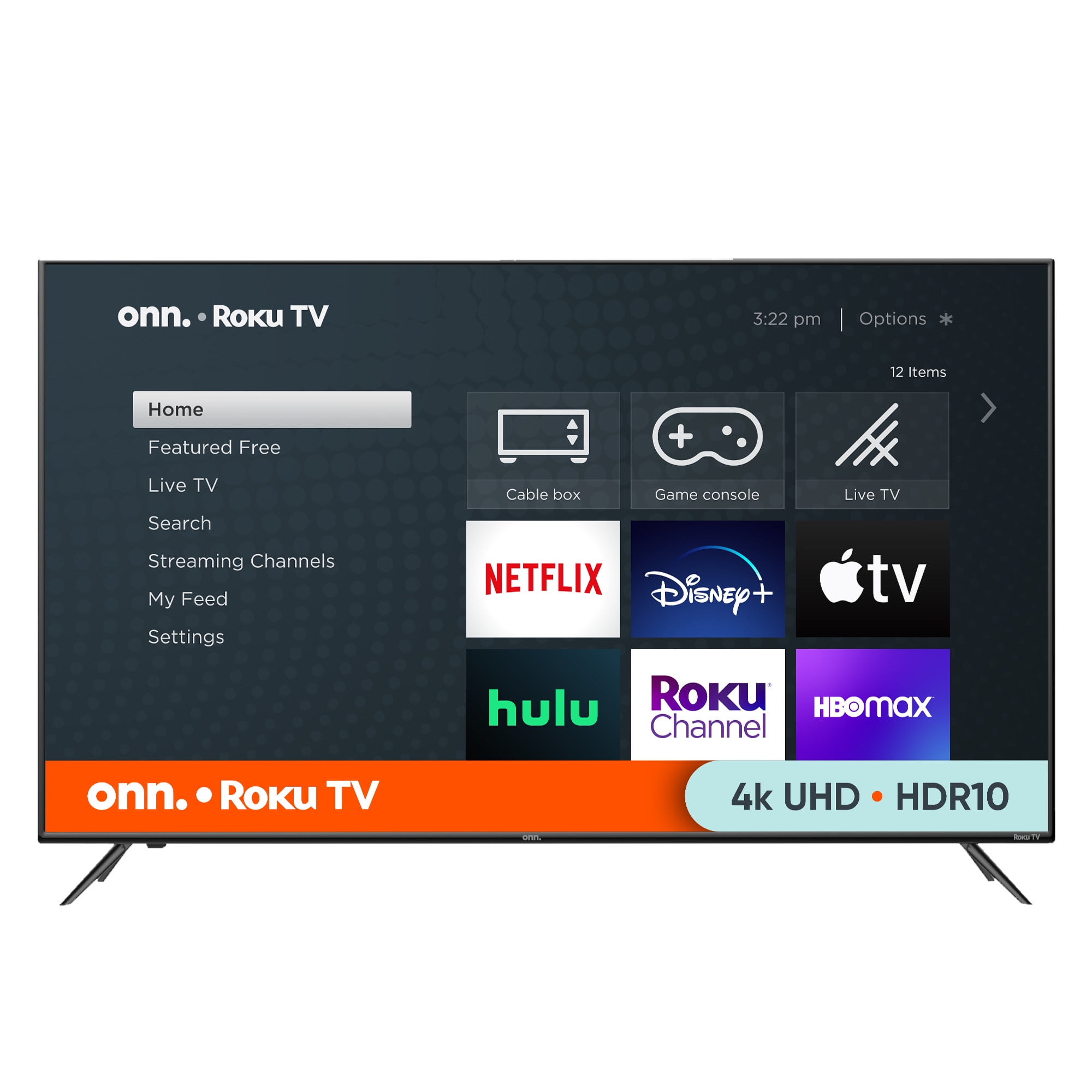 onn. 55” Class 4K UHD (2160P) LED Roku Smart TV HDR (100012586)