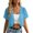Blue, variant on Women Solid Chiffon Short Sleeve Cardigan Lightweight Breathable Layering Jacket Crop Black XXL