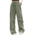 thumbnail image 1 of Women's Baggy Cargo Pants - Drawstring Wide Leg, Polyester - Streetwear/Hip Hop - S-XXL, 1 of 5