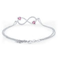 thumbnail image 4 of AFFY Heart & Round Shape Simulated Tourmaline Infinity Heart Chain Bracelets In 14k White Gold Over Sterling Silver -8.5", 4 of 7