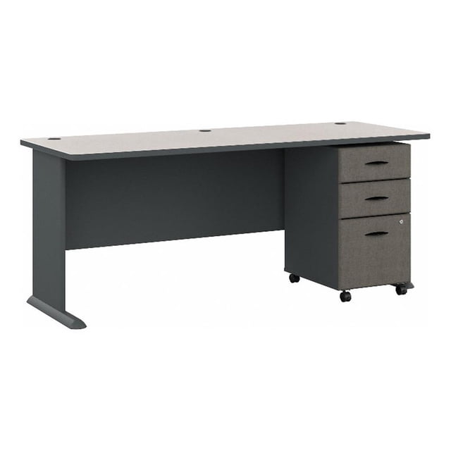 Series A 72W Desk with Drawers in Slate and White Spectrum - Engineered Wood