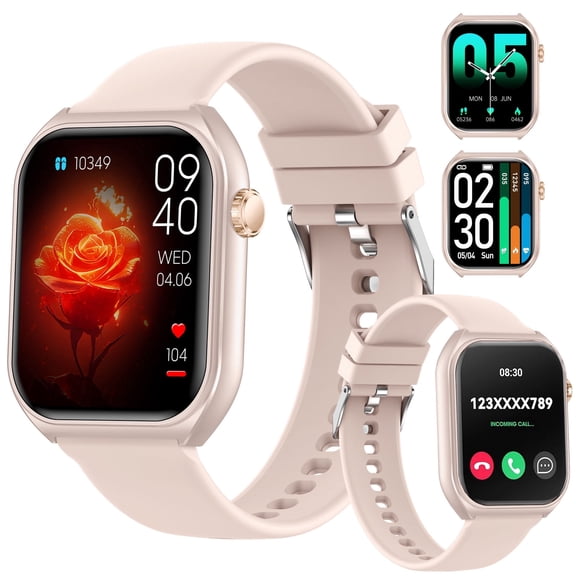 Kisportee 1.83'' HD Smart Watch, Fits for Android & iPhone, Fitness Tracker with Multiple Sports Modes, Smartwatch with Wireless Calls/Answer, IP68 Waterproof, Unisex(Pink)