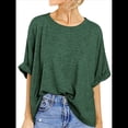 thumbnail image 1 of Camiseta Holgada Informal de Verano de Corta para Mujer. Verde Oscuro XL, 1 of 8