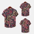 thumbnail image 2 of Camisas Hombre Vestir Camisa de Fashion Casual Top de gran tamaño Lapel Button Short Sleeve Fashion Shirt Blase Colorido Camisa Casual impresa (Hot Pink, XXL), 2 of 6