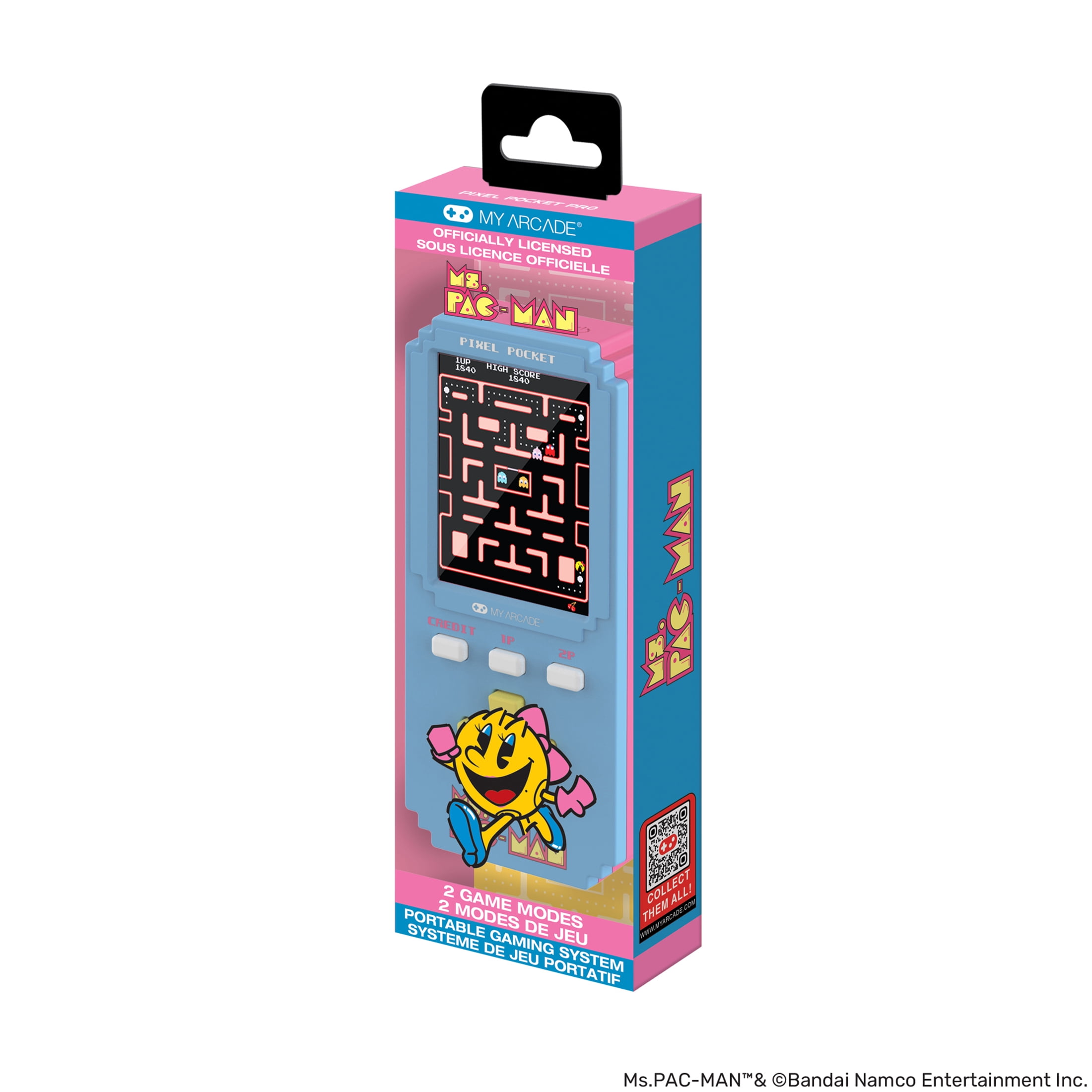 My Arcade Ms. Pac-Man Pixel Pocket Pro: Officially Licensed Ms. Pac-Man Video Game, Portable Keychain Arcade