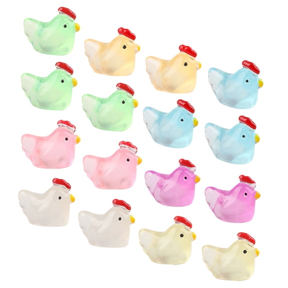 TABLZONE 18Pcs Tiny Resin Chicken Figurines with Glow in The Dark for Unique Home Decor