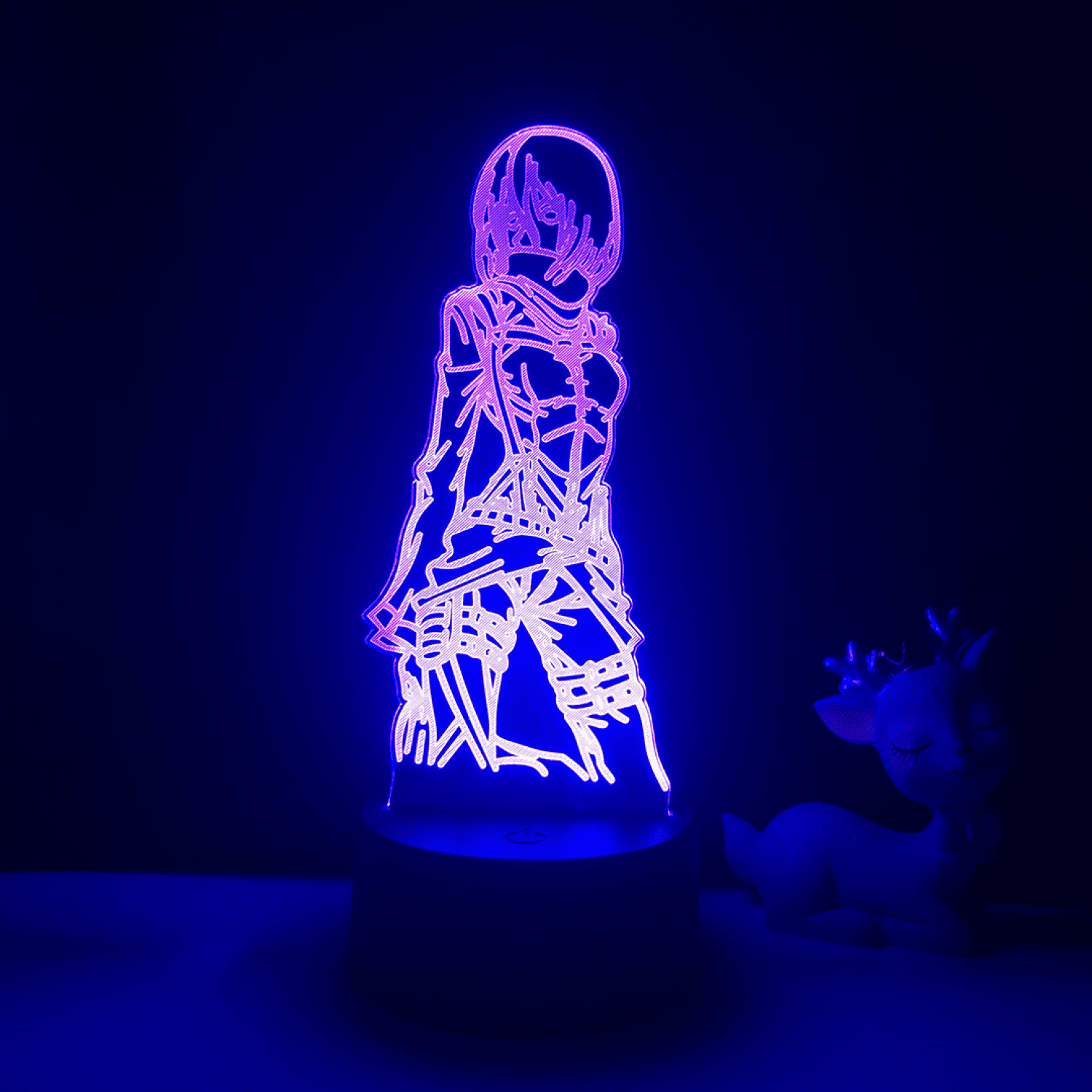 TIMPCV 3D Anime Character Night Light Illusion Lamp Remote Control Figurine  from Attack Anime Led Lights Room --- B3（Black Seat） 