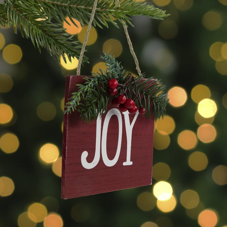 Northlight 7in Hanging JOY Christmas Wall Decor with Pine and
