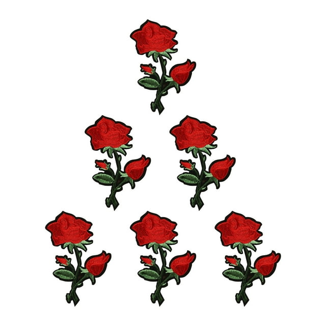 Vaidha 6Pcs Rose Embroidery Badge Clothes Fabric Patch Applique Decor DIY