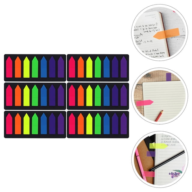 BRIGHTFUFU 6 Sets Colored Note Pads for Home Use with Black Plastic Classification
