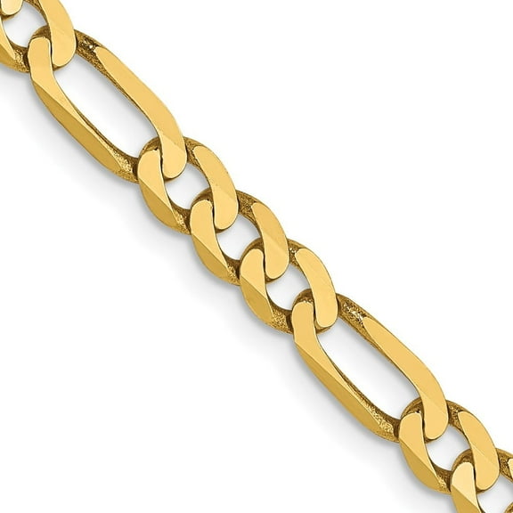 Diamond2Deal 14K Yellow Gold 4mm Flat Figaro Chain Necklace for Men 20"