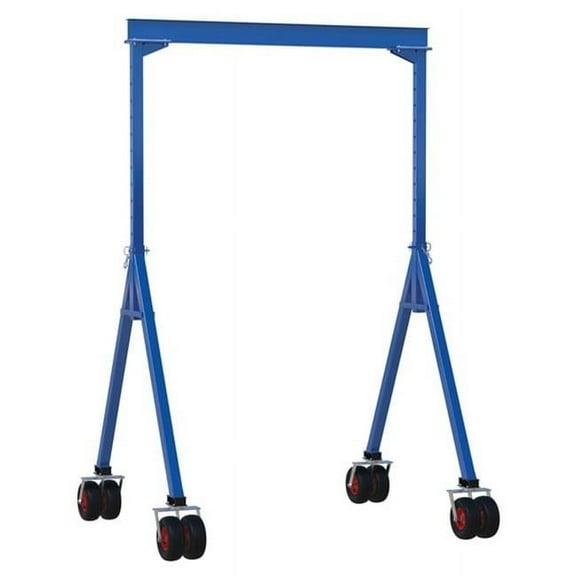 Vestil AHS-4-10-14-PNU 4000 lbs 10 x 14 ft. Steel Adjustable Height Gantry Crane with Pneumatic Rubber Casters - Blue