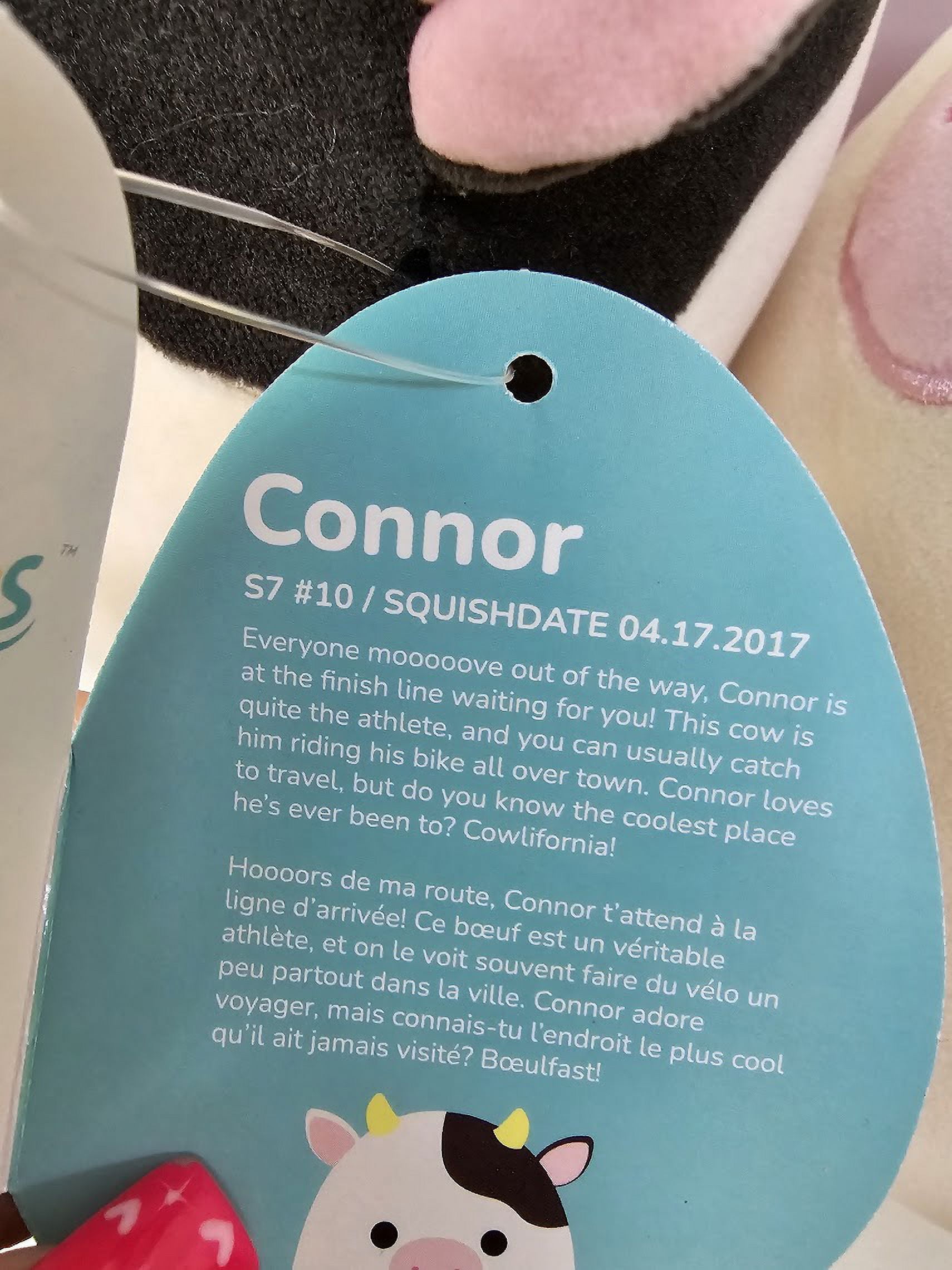 Squishmallows Official Kellytoys Plush 7.5 Inch Connor the Black and White Cow and Caedyn the Pink and White Cow Set Bundle Plush Stuffed Toys