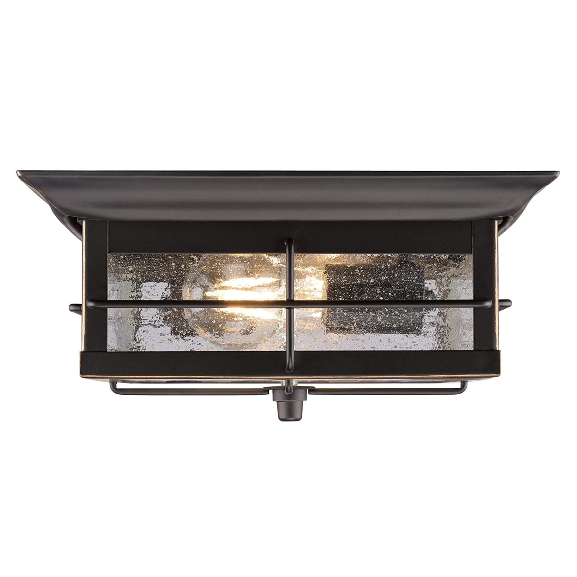 Westinghouse Westinghouse Lighting 6578400 Orwell 11 inch Traditional Two-Light Flush Mount Outdoor Ceiling Light Fixture Oil Rubbed Bronze with Highlights, Clear Seeded Glass