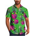 thumbnail image 2 of Blusa y camisa de manga corta con cuello vuelto para hombre, blusa informal de moda con botones estampados, blusa de manga corta con cuello vuelto, blusa de poliéster para hombre, 2 of 6