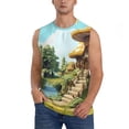 thumbnail image 1 of Balery Cartoon Mushroom House Camisetas sin mangas para hombre, absorbe la humedad y protege contra el mal olor.-XX-Large, 1 of 7
