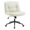 thumbnail image 5 of CONCETTA Armless Office Chair with Wheels - Swivel Rolling & 22° Rocking Recline, Wide PU Leather Seat, for Home Office Desk and Mobile Use, Beige, 5 of 8