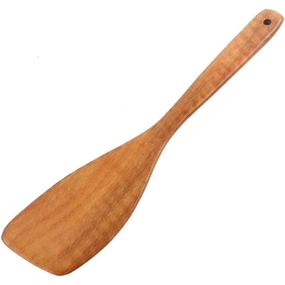 12.8 Inch Wood Turner Spatula Heat Resistant Non-Sticky Seamless Kitchen Essential Cookware for Cooking Baking Flipping Brown