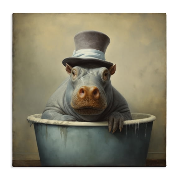 Stupell Industries Eclectic Hippo Rustic Tub Canvas Art, 17 x 17, by Lazar Studio
