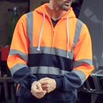 thumbnail image 2 of High Visibility workwear safety full zip hoodie reflective sweatshirt (Orange & Navy,L), 2 of 7