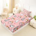 thumbnail image 5 of Manfei Cute Pet Twin Sheets, Cartoon Cup Kitten Bedding, Pink, 3pcs, 1 Flat Sheet, 1 Fitted Sheet and 1 Pillowcase, 5 of 6