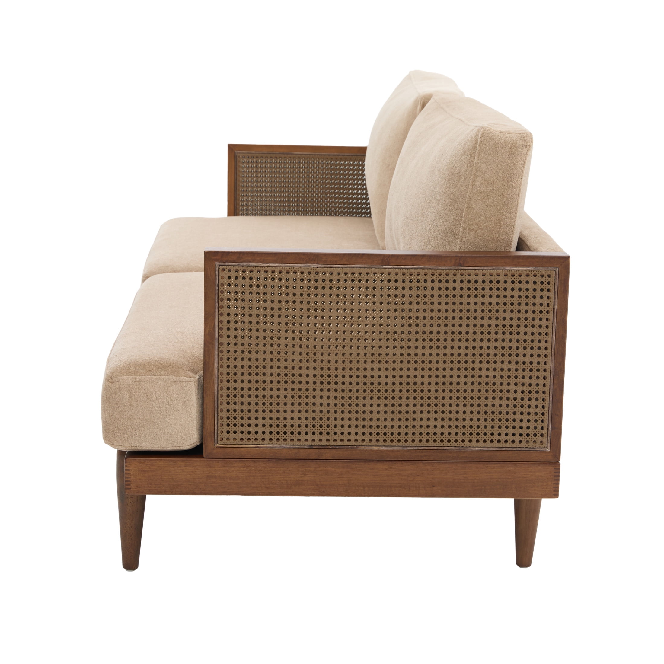 Christopher Knight Home Vintage 72“ Rattan 3-Seat Sofa with Solid Wood Frame, High-Rebound Cushions, Nomad