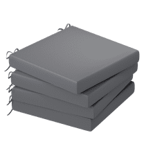 AECOJOY 19 x 19 x 3 Inches Outdoor Seat Pads Seat Cushions Set of 4, Splashproof & Fade Resistant Seat Chair Cushions Square Patio Cushions, Dark Grey
