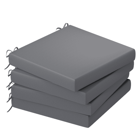 AECOJOY 19 x 19 x 3 Inches Outdoor Seat Pads Seat Cushions Set of 4, Splashproof & Fade Resistant Seat Chair Cushions Square Patio Cushions, Dark Grey