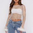 thumbnail image 1 of Camiseta elegante para mujer Estilo Y2K Diamante de imitación Cuello redondo Manga larga Traje de calle FLhrweasw Para estrenar, 1 of 9