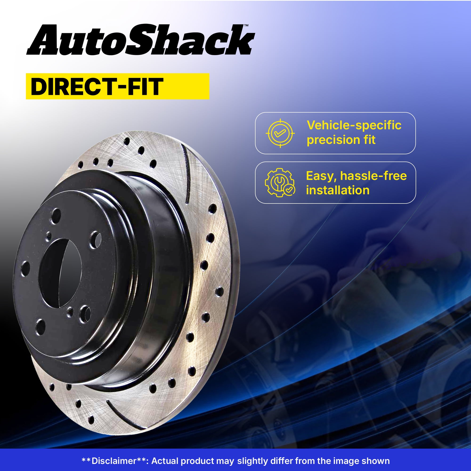AutoShack Front & Rear Brake Rotors for Ford, F-150 2012-2020, 4WD RWD AWD V6 2.7L 3.0L 3.3L 3.5L 3.7L V8 5.0L 6.2L - E-Coated Drilled & Slotted - ShadowGuard