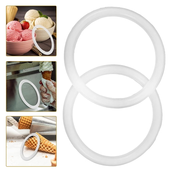 BESTONZON 2Pcs Portable Silicone Ring Replacement for Ice Cream Maker Machine White Sealing Gasket