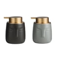 thumbnail image 1 of Dispensador de jabón de cerámica de 2 piezas de 350 ml, decorativo, rellenable, para encimera de cocina. negro gris, 1 of 9