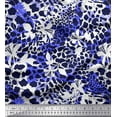 thumbnail image 1 of Soimoi Blue polyester Crepe Fabric Leopard Animal Skin Print Fabric by the Yard 52 Inch Wide, 1 of 3