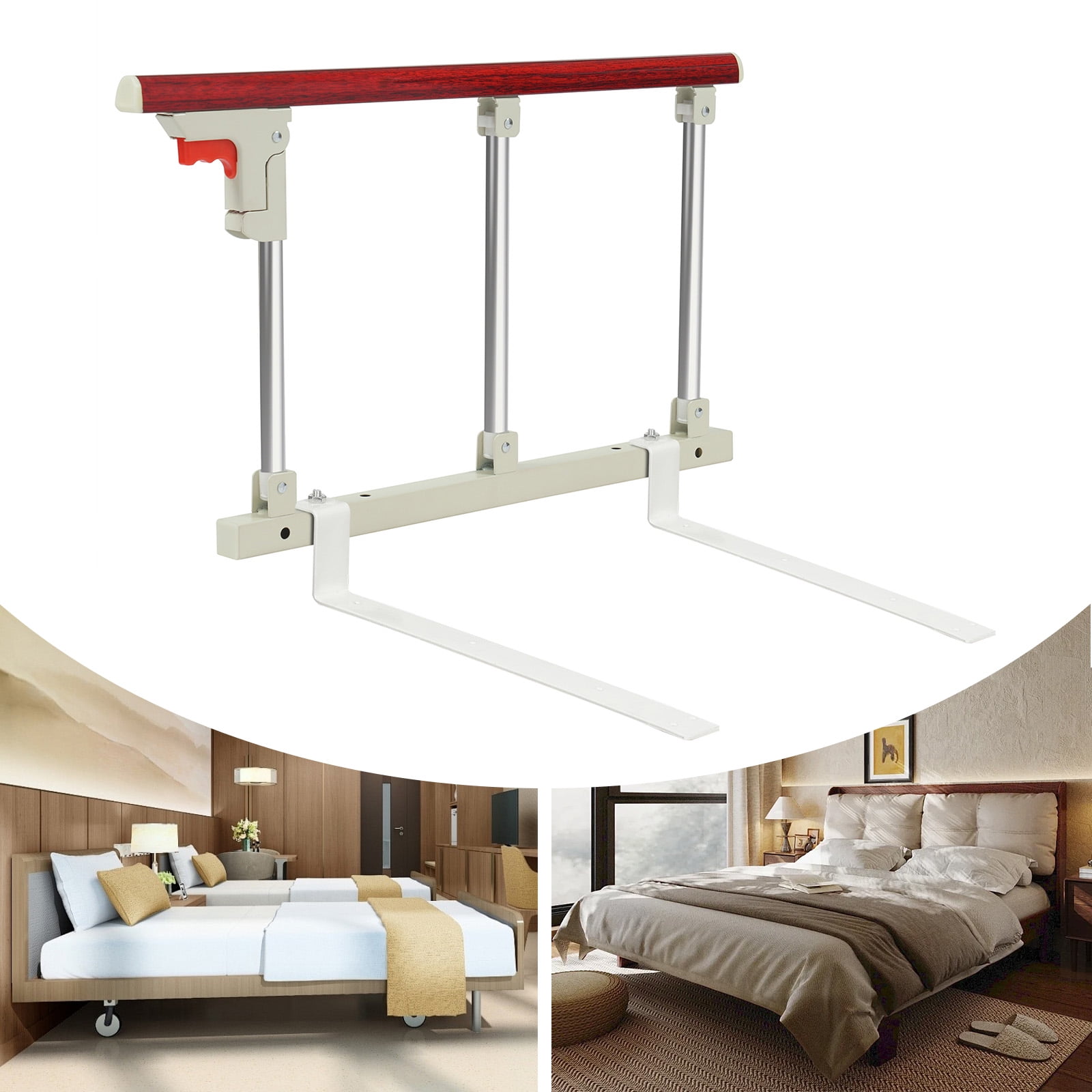 220.46lbs Foldable Bed Rail for Adults Seniors, Safety Rail with PVC Silent Cover, Dual Installation