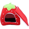 thumbnail image 4 of Suministros para mascotas, nidos de animales cómodos, suaves y cálidos, patrones exquisitos, nidos de conejillos de indias para hámster, nidos para perros y gatos, rojo, XL oso de fresa Electrónica, 4 of 5