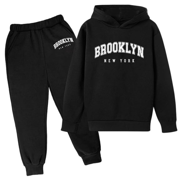 REDARER Kids Printed Hoodie Set, Letter Pullover and Long Sleeve Top, Casual Outfit for Boys Girls Autumn Winter,9-10 Years