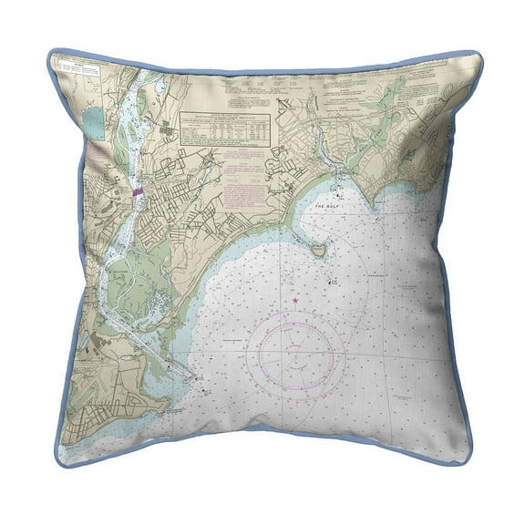 Betsy Drake SN12370NS 12 x 12 in. North Long Island Sound, NY Nautical Map Small Corded Indoor & Outdoor Pillow