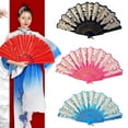 thumbnail image 5 of Chinese Spanish Style Craft Fan Silk Folding Flower Fan Hand Held Dance Souvenir Gift, 5 of 10