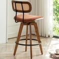 thumbnail image 3 of FOWEOAIU Bar Stools with Cane Back Fabric Upholstered Swivel 26" Counter Stool for Bar Kitchen Island Bistro , Orange (Set Of 2), 3 of 9
