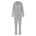thumbnail image 4 of YUGYXL Two Piece Sweatsuit for Women Fashion Lightweight Travel Outfits Solid Color Zip Up Hoodie Sweatshirt Matched Sweatpants Sets Casual Tracksuit Outfits Gray,XL, 4 of 6