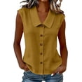 thumbnail image 3 of SROBPTY Womens Tank Tops Solid Collared Button Front Sleeveless Summer Shirts for Daily Wear, 3 of 5