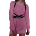 thumbnail image 2 of Turtleneck Split Women Sweater Dress Loose Casual Long Sleeve Pullover Dresses, 2 of 8
