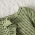thumbnail image 6 of HWJAD Baby Girls Knit Footies Newborn Zip Up Onesie Romper Ruffles Infant Long Sleeve Jumpsuit Headband Clothes, 6 of 8