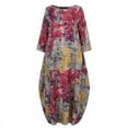 thumbnail image 4 of ZANZEA Womens Dresses Casual Ptinted 3/4 Sleeve Side Pockets Maxi Dress, 4 of 5