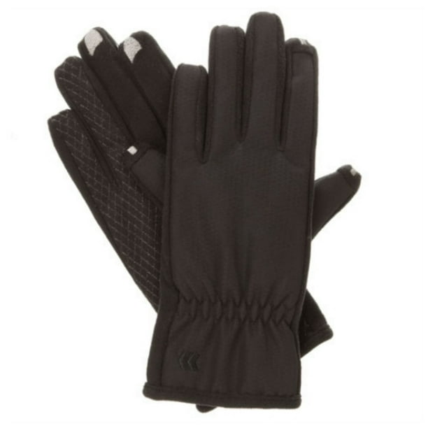 Isotoner Smart Touch Mens Black Matrix Plush Lined Tech Gloves - Walmart.com