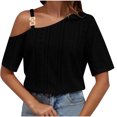 thumbnail image 2 of Shorts pour Femmes, Blouses pour Femmes, Mode Décontractée, Hauts à Col Court Unis, Blouses à Col Asymétrique, 2 of 5