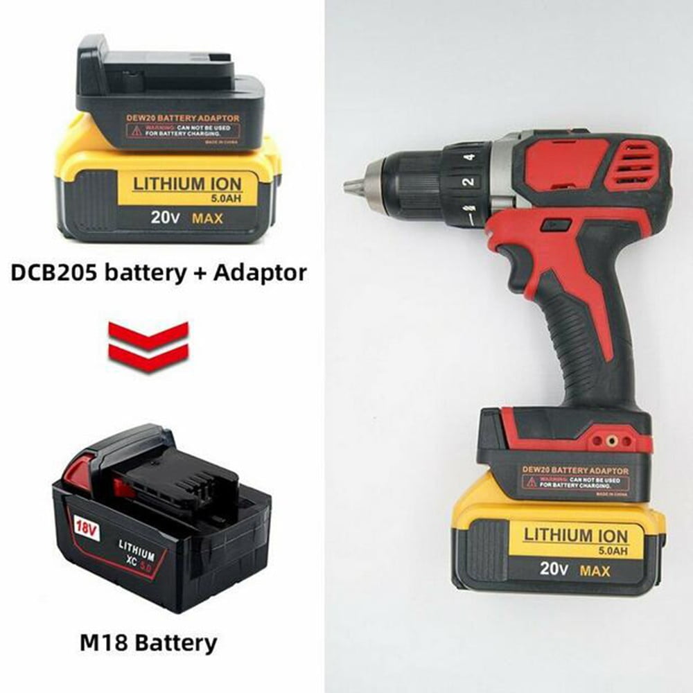 Adapter For Milwaukee M18 RED/XC 18V Li-Ion Battery Convert To Dewalt 20V Tool 